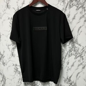 Balmain Men’s Black Short Sleeve Tee With Tonal Logo Size L